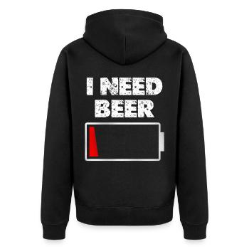 I Need Beer – Battery empty - Unisex Premium Organic Zip Hoodie - black - Back - Nico (187cm)