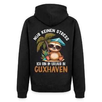 Vacances en mer du Nord PAS DE STRESS JE SUIS EN VACANCES À - Veste à capuche bio Premium Unisexe - noir - Dos - Nico (187cm)
