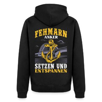 Marin FEHMARN ANCRE ET DÉTENDS-TOI Drôle - Veste à capuche bio Premium Unisexe - noir - Dos - Nico (187cm)