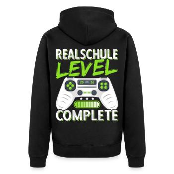 Realschule Abschluss 2026 Realschulabschluss Junge - Unisex Premium Bio Zip Hoodie - Schwarz - Hinten - Nico (187cm)