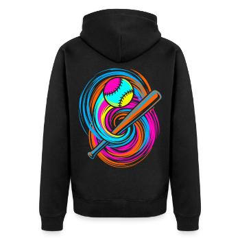 Baseball bat and ball - Unisex Premium Organic Zip Hoodie - black - Back - Nico (187cm)