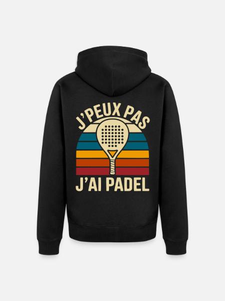 I can't I have padel – retro rainbow vibe - Unisex Premium Organic Zip Hoodie - black