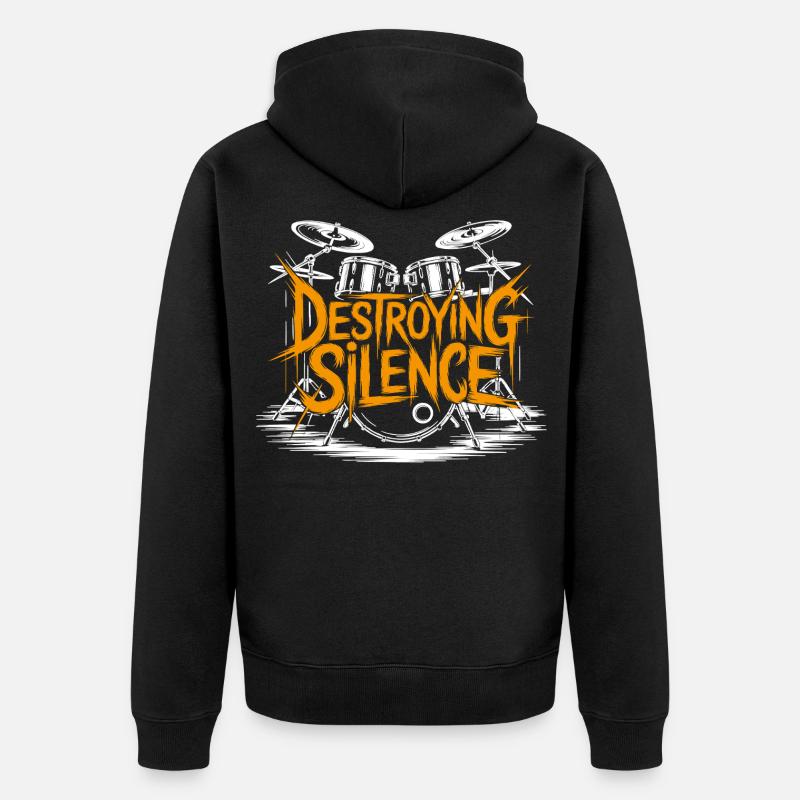 Schlagzeuger Drumset Design - Unisex Premium Bio Zip Hoodie - Schwarz