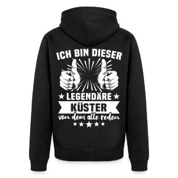 Küster Legende - Unisex Premium Bio Zip Hoodie - Schwarz - Hinten - Nico (187cm)