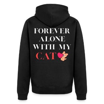 Toujours seul avec mon chat - Veste à capuche bio Premium Unisexe - noir - Dos - Nico (187cm)