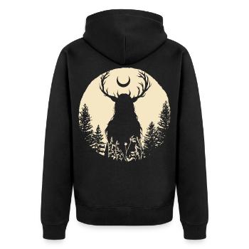 Mondhexe Moonwitch - Unisex Premium Bio Zip Hoodie - Schwarz - Hinten - Nico (187cm)