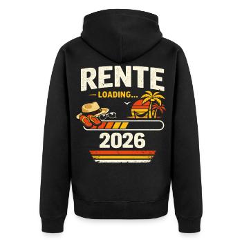 rente loading 2026 - Unisex Premium Bio Zip Hoodie - Schwarz - Hinten - Nico (187cm)