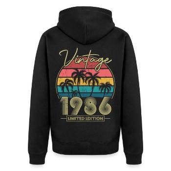 Vintage 1986 Vintage Birthday Gift - Unisex Premium Organic Zip Hoodie - black - Back - Nico (187cm)