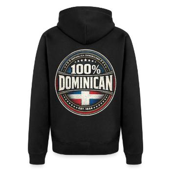 Dominican - Unisex Premium Organic Zip Hoodie - black - Back - Nico (187cm)