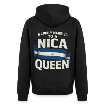Nicaragua Nicaragisch Married To A Nica Queen - Unisex Premium Bio Zip Hoodie - Schwarz - Hinten - Nico (187cm)