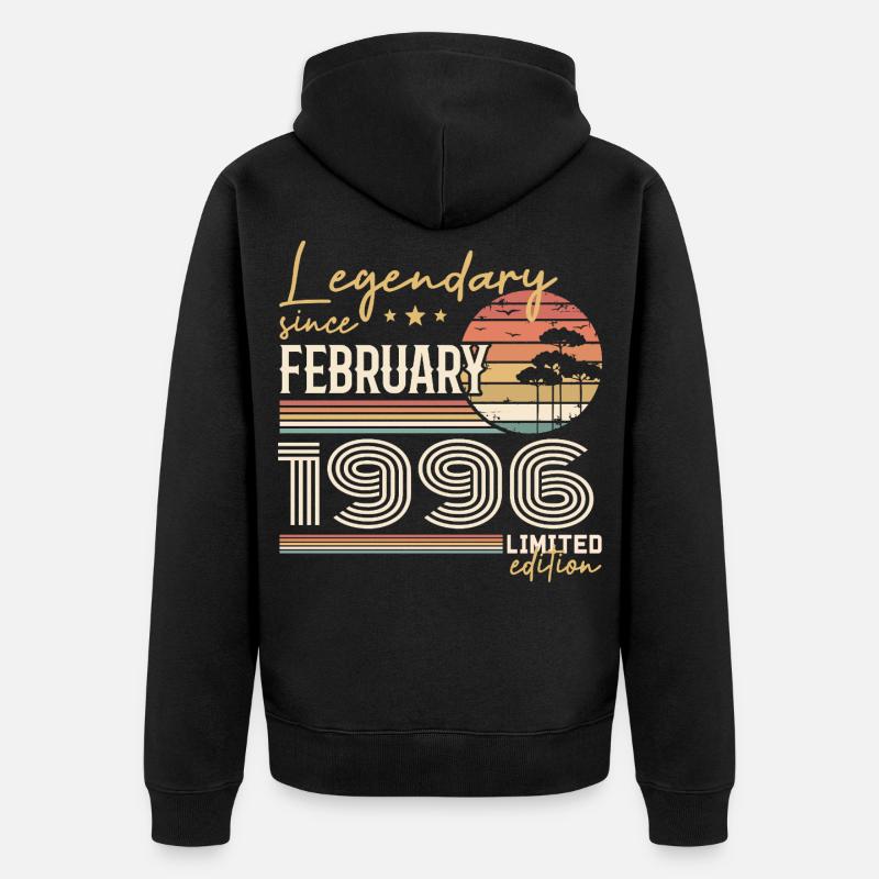 Février 1996 anniversaire 1996 légendes Février - Veste à capuche bio Premium Unisexe - noir
