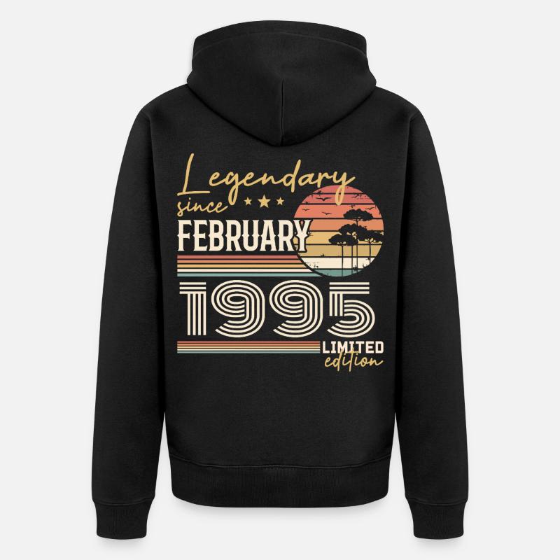 Février 1995 anniversaire 1995 légendes Février - Veste à capuche bio Premium Unisexe - noir
