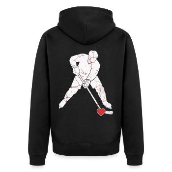 Eishockey Herz - Unisex Premium Organic Zip Hoodie - black - Back - Nico (187cm)