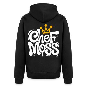 Chef Moss - Unisex Premium Organic Zip Hoodie - black - Back - Nico (187cm)