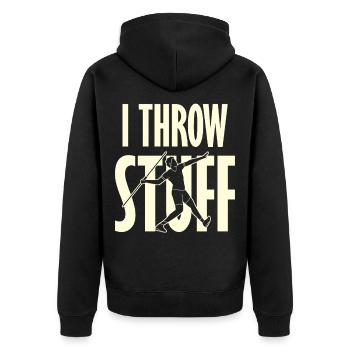 I Throw Stick Sport Tee - Unisex Premium Organic Zip Hoodie - black - Back - Nico (187cm)
