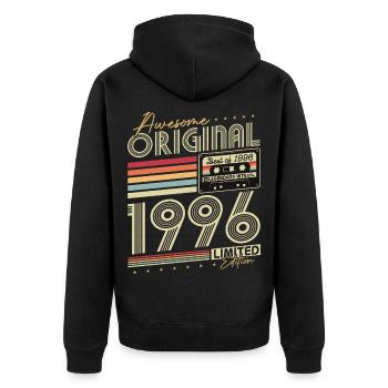 Original 1996 Vintage Born Retro Birthday - Unisex Premium Organic Zip Hoodie - black - Back - Nico (187cm)