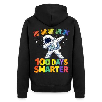Astronaut 100 Tage Schlauer - Unisex Premium Bio Zip Hoodie - Schwarz - Hinten - Nico (187cm)