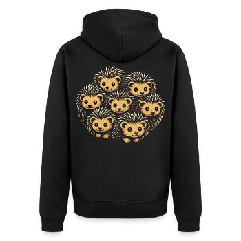 Niedliche Igel Bande - Unisex Premium Bio Zip Hoodie - Schwarz - Hinten - Nico (187cm)