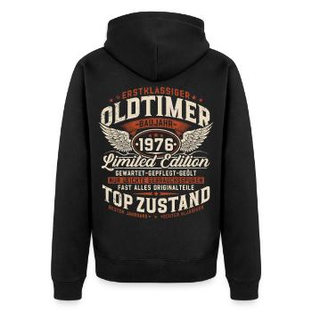 50. Geburtstag 1976 Oldtimer Geschenk Retro - Unisex Premium Bio Zip Hoodie - Schwarz - Hinten - Nico (187cm)
