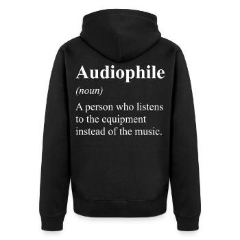 Audiophile Definition Music Lover - Unisex Premium Bio Zip Hoodie - Schwarz - Hinten - Nico (187cm)