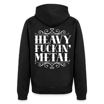Heavy F***ing Metal - Unisex Premium Bio Zip Hoodie - Schwarz - Hinten - Nico (187cm)