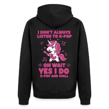 Je n’écoute pas toujours de la K-pop. Oh attends, si, je l’écoute - Veste à capuche bio Premium Unisexe - noir - Dos - Nico (187cm)