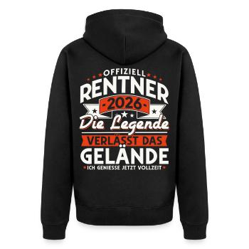 Retraités 2026 - La légende quitte le site - Veste à capuche bio Premium Unisexe - noir - Dos - Nico (187cm)