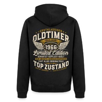 60. Geburtstag 1966 Oldtimer Geschenk Retro  - Unisex Premium Bio Zip Hoodie - Schwarz - Hinten - Nico (187cm)