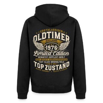 50. Geburtstag 1976 Oldtimer Geschenk Retro - Unisex Premium Bio Zip Hoodie - Schwarz - Hinten - Nico (187cm)