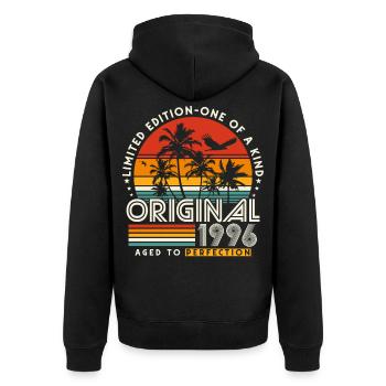 Original 1996 Vintage Birthday Gift Retro - Unisex Premium Organic Zip Hoodie - black - Back - Nico (187cm)