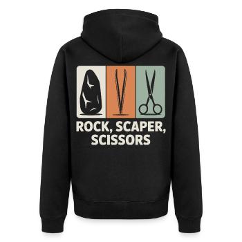 Stone, Scaper, Scissors | Aquascaping Humor - Unisex Premium Organic Zip Hoodie - black - Back - Nico (187cm)