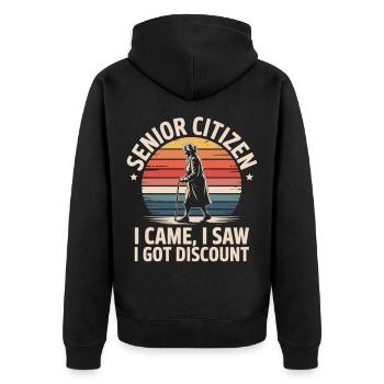 Älter Werden Lustig Senioren Motiv - Unisex Premium Bio Zip Hoodie - Schwarz - Hinten - Nico (187cm)