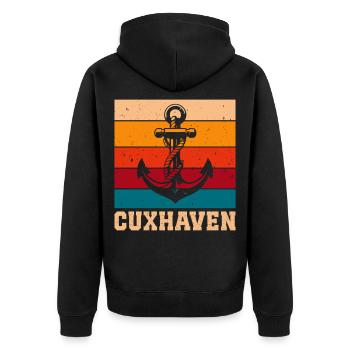 Cuxhavener NORDSEE CUXHAVEN Urlaub Lustiges - Unisex Premium Bio Zip Hoodie - Schwarz - Hinten - Nico (187cm)