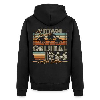 Original 1966 Vintage Vintage Birthday Gift - Unisex Premium Organic Zip Hoodie - black - Back - Nico (187cm)