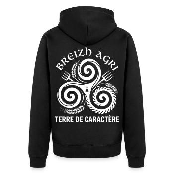 Brittany Breton Peasant Agriculture - Unisex Premium Organic Zip Hoodie - black - Back - Nico (187cm)