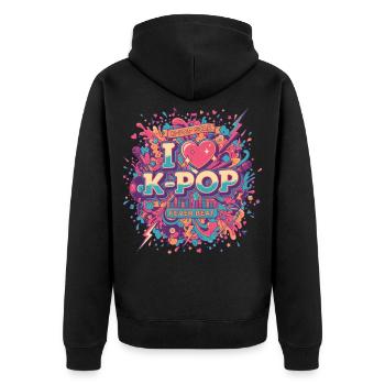J’adore la musique coréenne K-Pop Fever Beat - Veste à capuche bio Premium Unisexe - noir - Dos - Nico (187cm)