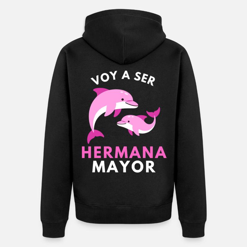 Ich werde eine große Schwester - Unisex Premium Bio Zip Hoodie - Schwarz