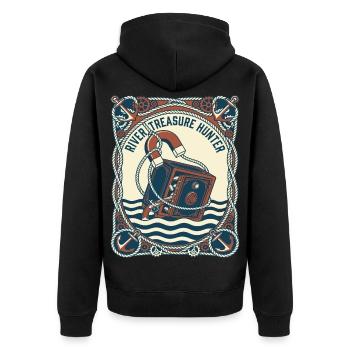  Magnetfischen Fluss Schatzsucher - Unisex Premium Bio Zip Hoodie - Schwarz - Hinten - Nico (187cm)