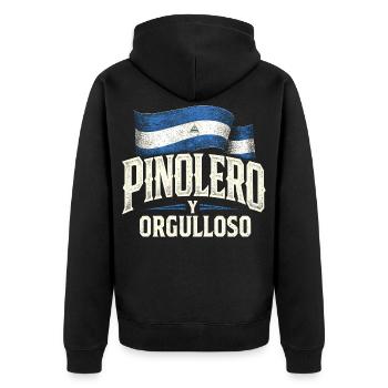 Nicaragua Nicaragisch Pinolero Y Orgulloso - Unisex Premium Bio Zip Hoodie - Schwarz - Hinten - Nico (187cm)