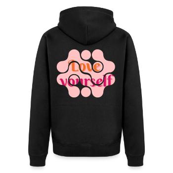 aime toi toi-même - Veste à capuche bio Premium Unisexe - noir - Dos - Nico (187cm)