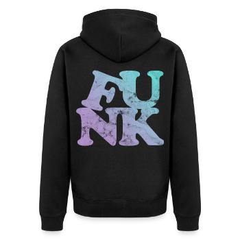Funk Musik - Unisex Premium Bio Zip Hoodie - Schwarz - Hinten - Nico (187cm)