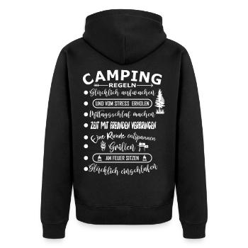 Real Camping Rules : Aventure en plein air - Veste à capuche bio Premium Unisexe - noir - Dos - Nico (187cm)
