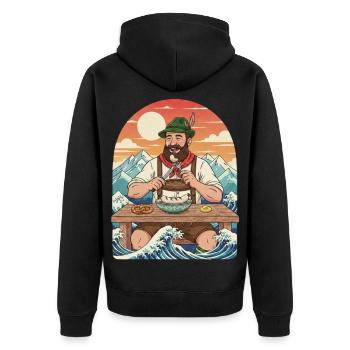Weißwurst Alpen Kawaii Anime - Unisex Premium Organic Zip Hoodie - black - Back - Nico (187cm)