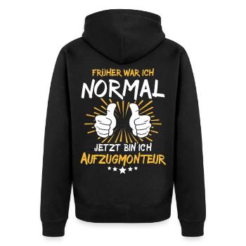 elevator mechanic saying - Unisex Premium Organic Zip Hoodie - black - Back - Nico (187cm)