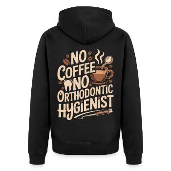 Orthodontic No Coffee No Dental Care Coffee Lover - Unisex Premium Bio Zip Hoodie - Schwarz - Hinten - Nico (187cm)