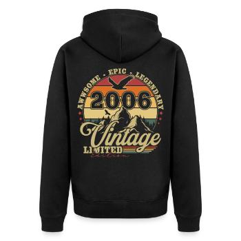 Vintage 2006 Vintage Retro Birthday Gift - Unisex Premium Organic Zip Hoodie - black - Back - Nico (187cm)