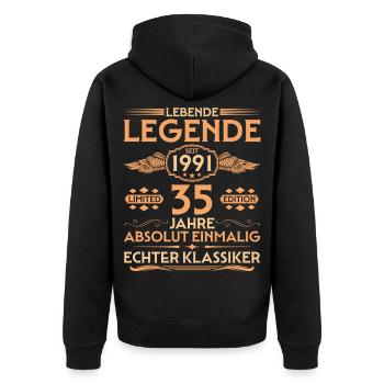 Absolutely unique Born in 1991 35th Birthday - Unisex Premium Organic Zip Hoodie - black - Back - Nico (187cm)