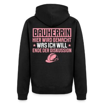 Builder Funny Gift House Building Construction Site - Unisex Premium Organic Zip Hoodie - black - Back - Nico (187cm)