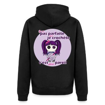Je suis pas parfaite mais je crochète - Veste à capuche bio Premium Unisexe - noir - Dos - Nico (187cm)