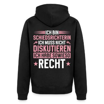 Schiedsrichterin Muss Nicht Diskutieren - Unisex Premium Bio Zip Hoodie - Schwarz - Hinten - Nico (187cm)